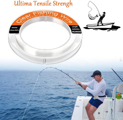 Clear Fishing Line Wire 755 ft, Invisible Monofilament Fishing Line Wire, Nylon String for Hanging Balloons Garland Crafts Picture Decorations, Clear String Threads Cords WUINOID