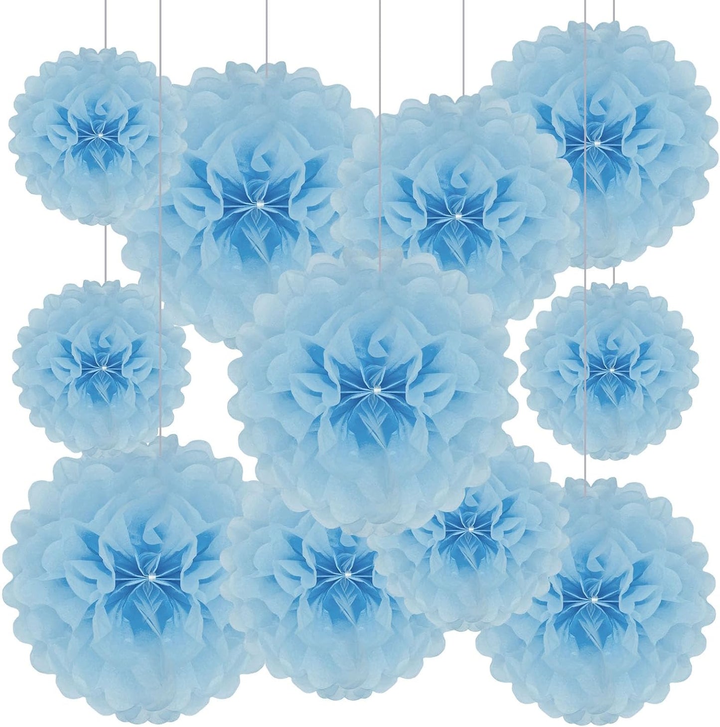 Tissue Paper Pom Poms, Pink Tissue Paper Flowers, Hanging Flower Balls for Weddings Fiesta Parties Birthday Baby Showers Classroom Bridal Shower Decoration (18Piece Set-6/10/12/14Inch)