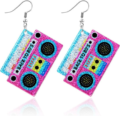 80s 90s Earrings for Women Colorful Lightning Acrylic Drop Earrings Neon Earrings Bulk for 80's 90's Outfit Glow Party Halloween 80s Accessories Jewelry