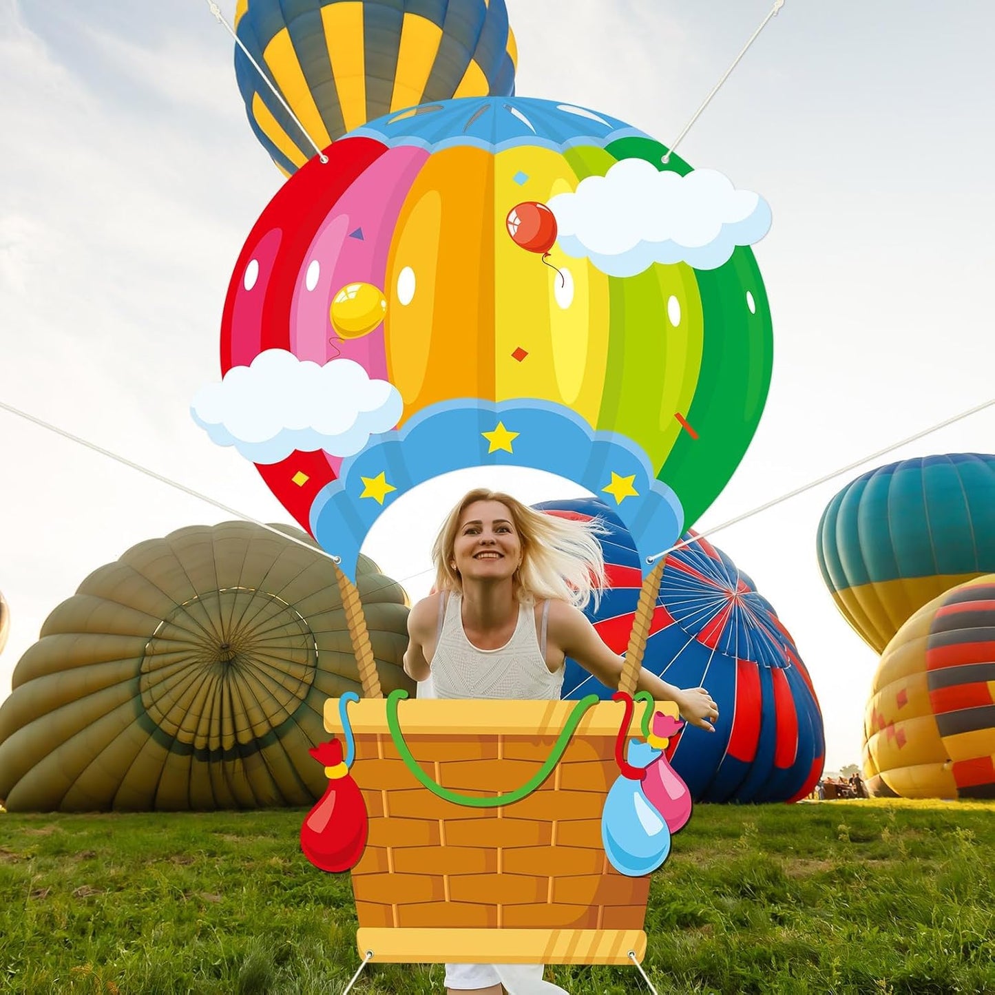 Hot Air Shaped Photo Prop Selfie Frame Back to School Backdrop Party Decoration Balloon Kids Schools Photo Booth Welcome Party Banner Supplies for Students Kids Birthday Baby Shower Parties Sign