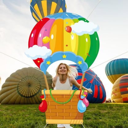 Hot Air Shaped Photo Prop Selfie Frame Back to School Backdrop Party Decoration Balloon Kids Schools Photo Booth Welcome Party Banner Supplies for Students Kids Birthday Baby Shower Parties Sign