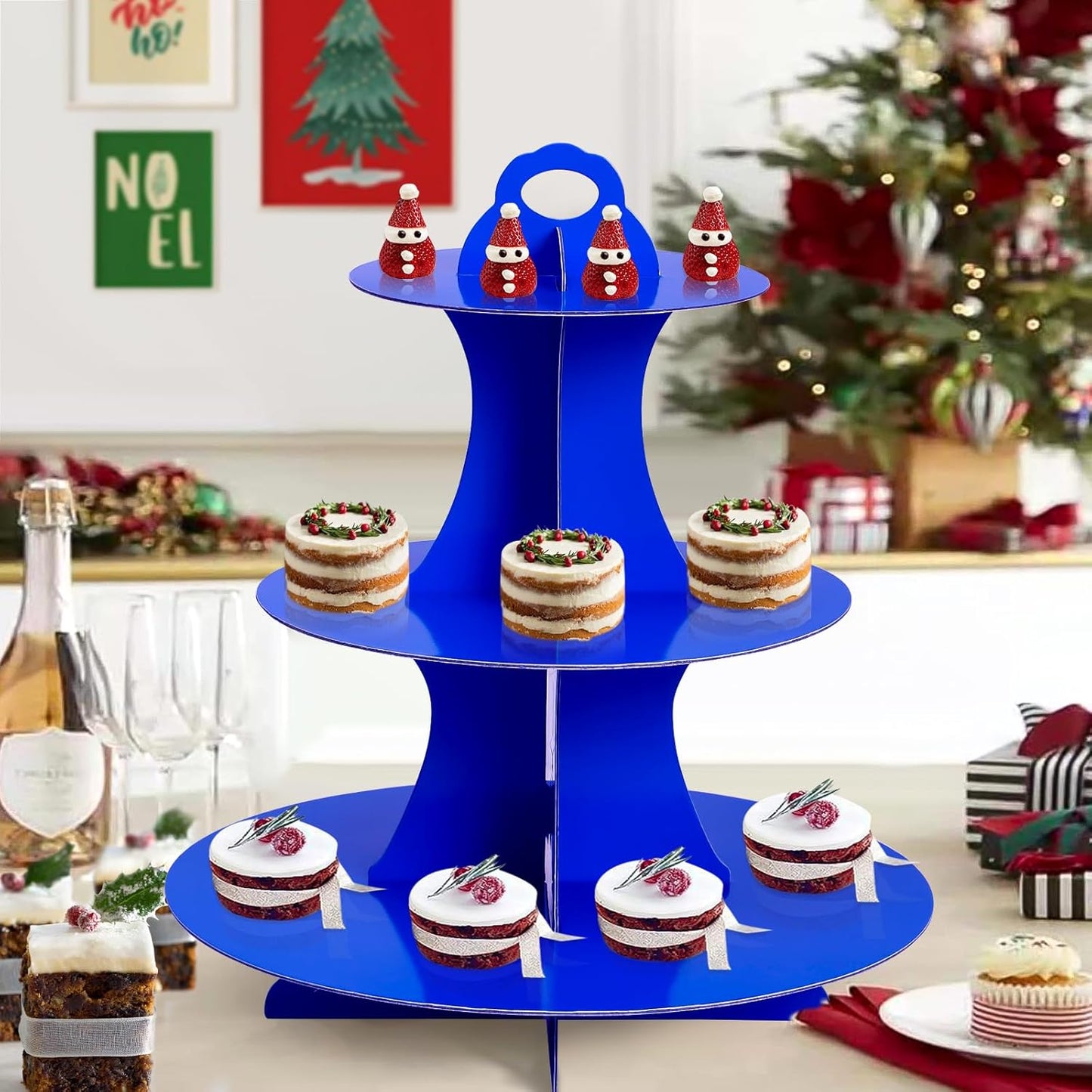 Soleebee 3-Tier Round Cupcake Stand, Cardboard Cupcake Tower, Dessert Cup Cake Stand Tower for Birthday Wedding Party Decoration, Cupcake Tier Stand 1 Set (Hot Pink)