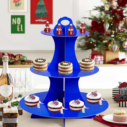 Soleebee 3-Tier Round Cupcake Stand, Cardboard Cupcake Tower, Dessert Cup Cake Stand Tower for Birthday Wedding Party Decoration, Cupcake Tier Stand 1 Set (Hot Pink)