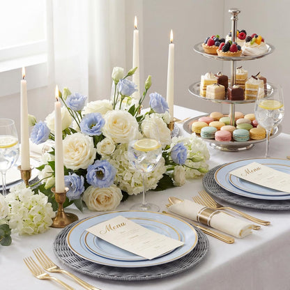 350 Pieces Black and Gold Plastic Plates with Disposable Silverware, Include 50 Dinner Plates 9”, 50 Dessert Plates 6.3”, 50 Black Cups 9 OZ, 50 Pre Rolled Napkins for Wedding Party Graduation