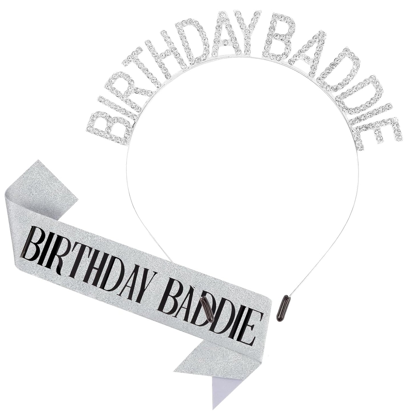 Aprince Birthday Baddie Sash and Tiara Crown for Women Girls Black Gold Happy Birthday Headband Accessiores Party Decorations