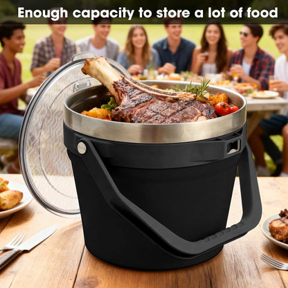 COKTIK 7L Vacuum Insulated Ice Bucket with Lid and Scoop& Tongs，Large capacity Stainless Steel Beverage Bucket for Cocktail, Champagne, Wine, Beer，Large Parties（Milk White Suit）