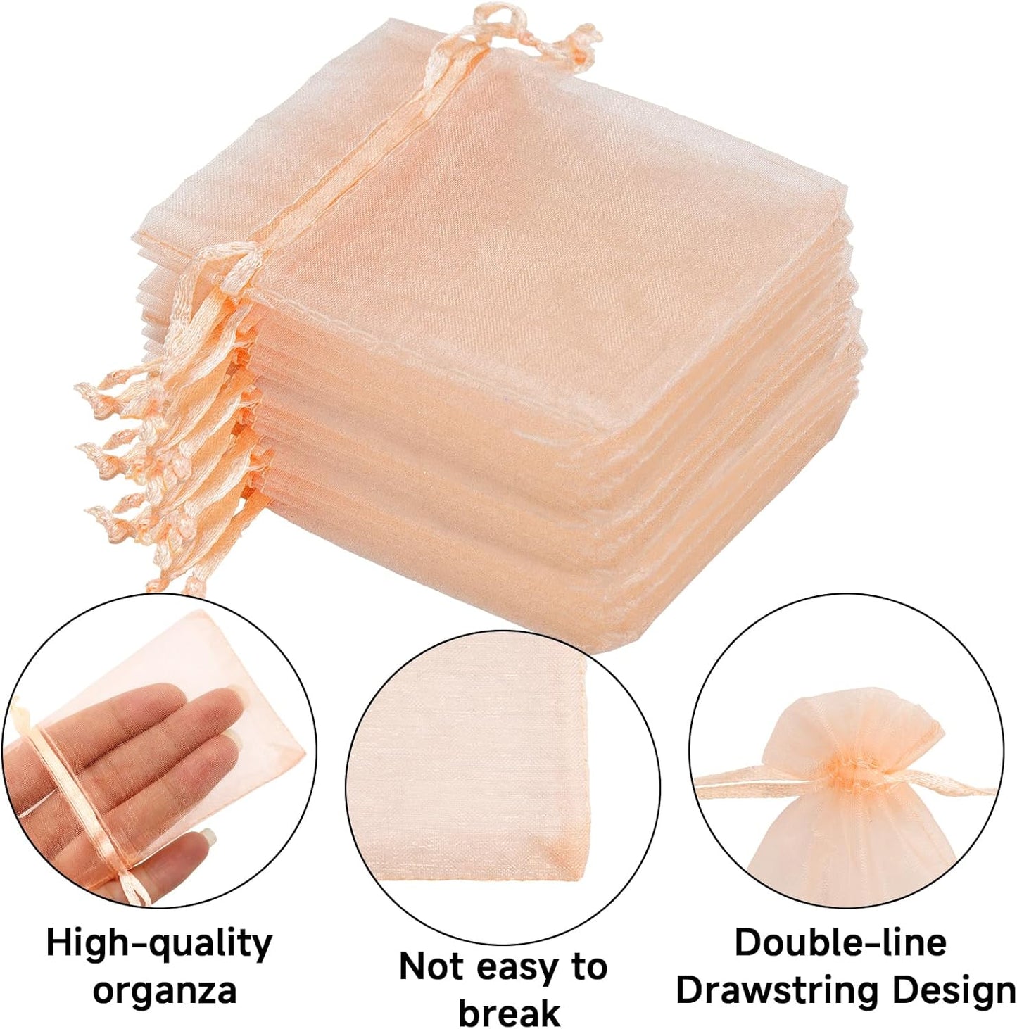joycraft 50Pcs Organza Bags, 2x3 inch Gift Favor Bags, White Wedding Favor Bags, Jewelry Pouches with Drawstring, Mesh Bags Drawstring for Jewelry, Festival, Makeup, Candy, Desserts