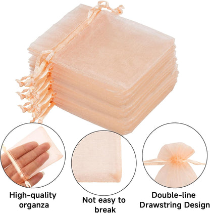 joycraft 50Pcs Organza Bags, 2x3 inch Gift Favor Bags, White Wedding Favor Bags, Jewelry Pouches with Drawstring, Mesh Bags Drawstring for Jewelry, Festival, Makeup, Candy, Desserts