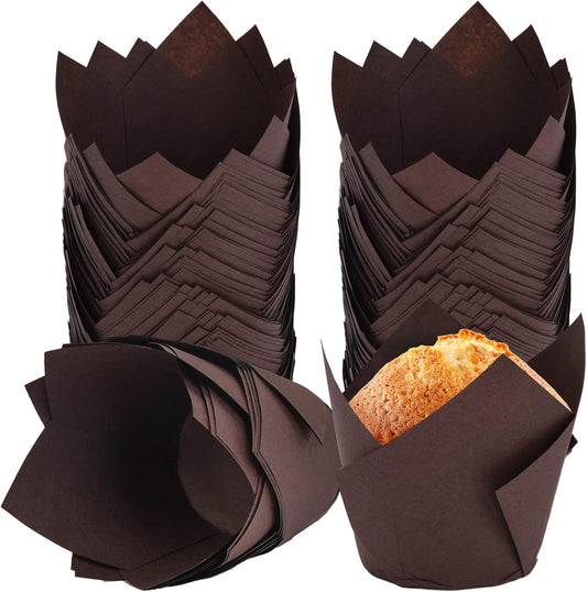 200Pcs Tulip Cupcake Liners Muffin Baking Liners Holders Premium Baking Cups Cupcake Wrappers Christmas Cupcake Lliners for Weddings, Birthdays, Anniversaries, and Special Occasions（Natural）