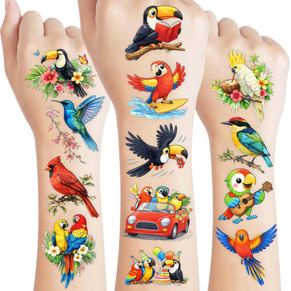 96PCS Tropical Flower Hawaiian Temporary Tattoos Pre-Cut - Hibiscus Plumeria Stickers Beach Summer Hawaiian Birthday Party Decorations, Supplies & Favors - School Gifts Rewards Prizes for Girls Women