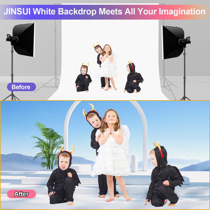 White Backdrop for Photoshoot, 10x10 ft Photo Backdrop Curtain Double-Side for Photography, Polyester Fabric White Background Screen for Photographic Studio Baby Picture Party Prop (Backdrop Only)