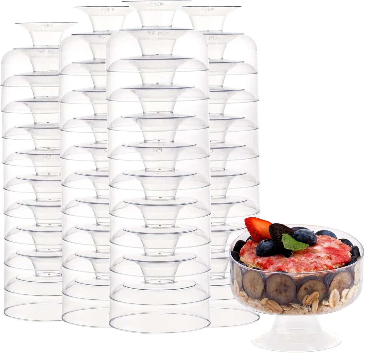 supernal 100pcs Square Plastic Dessert Cups (4oz) with 100pcs Mini Gold Spoons, Plastic Parfait Appetizer Cup, Medium Clear Dessert Cups Perfect for Cakes, Ice Cream, Desserts Appetizers