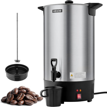 VEVOR Commercial Coffee Urn, 60 Cup 9 L Hot Beverage Dispenser with Dripless Faucet, Quick-Brewing Stainless Steel Large Commercial Coffee Maker, for Catering, Business, Party, Church & Restaurant