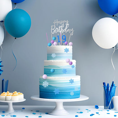 Yerliker 34 Pcs Happy Birthday Cake Toppers Decorations Birthday Candles DIY Cake Decor for Men Women Wedding Anniversary(Gold)
