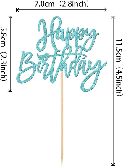 24 PCS Happy Birthday Cupcake Toppers Glitter Picks for Celebrating Anniversary Theme Party Cake Decorations Supplies Gold