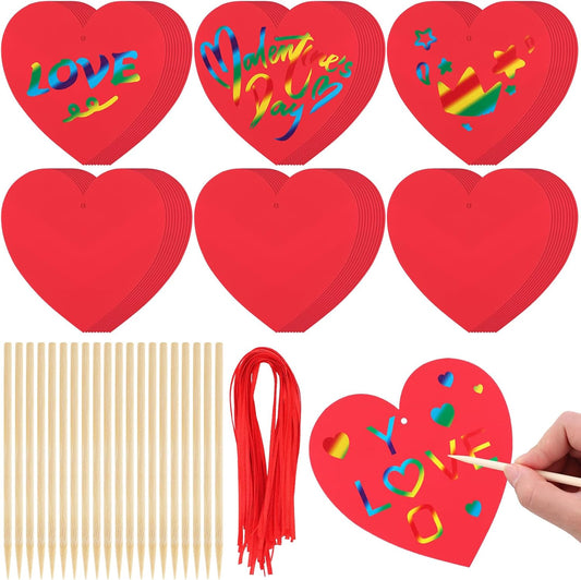 Liliful 60 Set Palm Sunday Crafts for Kids Religious Leaf Scratch Craft Kit with 30 Wooden Scratch Tools DIY Green Palm Leaf Hanging Ornaments for Easter Christian Sunday Party Favors