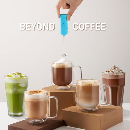 Zulay Kitchen Powerful Milk Frother AA Batteries Included – Ultra Fast Handheld Drink Mixer with Stainless Steel Whisk Stirrer for Coffee, Protein, Matcha & More, Frother Wand Electric Frothmate Black - Colors E