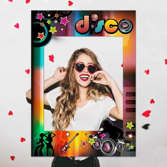 SWYOUN 80s Throwback 1980s Party Theme Selfie Photo Booth Frame Disco Photobooth Favor Decoration