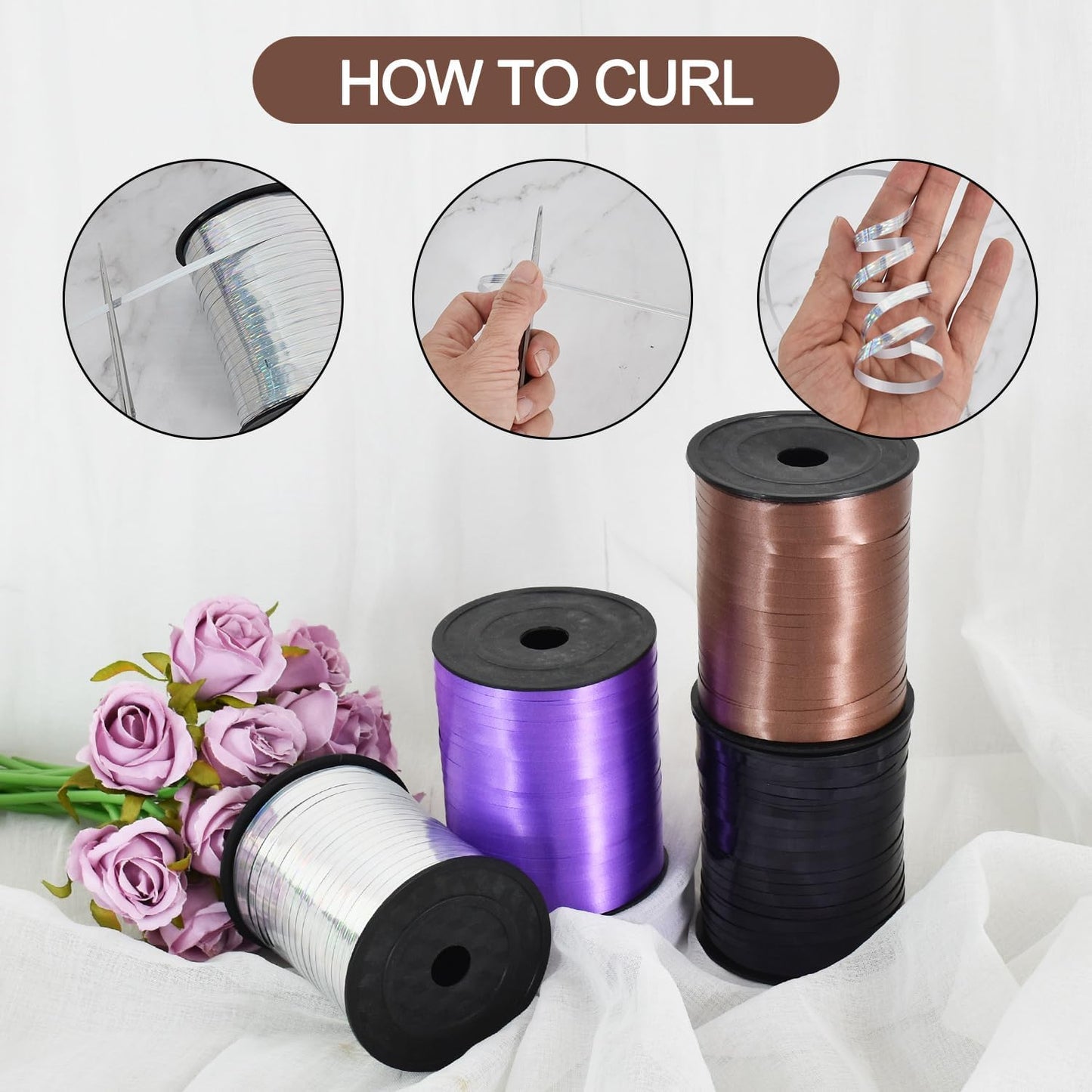 TONIFUL 500 Yards Curling Ribbon-Balloon Ribbon-Balloon String for Art&Craft Decor,Gift Wrapping,Ribbons and Bows for Christmas New Year Birthday Gifts (Silver)