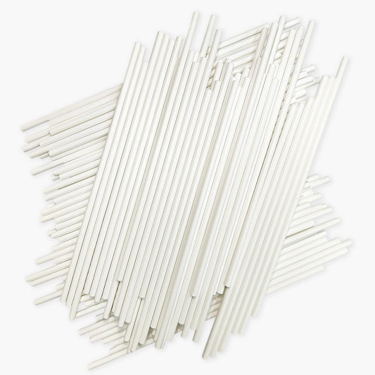 200 Count 6 INCH White Paper Lollipop and Cake Pop Sticks,Sucker Sticks for Cookies,Rainbow Candy,Chocolate,Cake Topper(Dia 4mm)