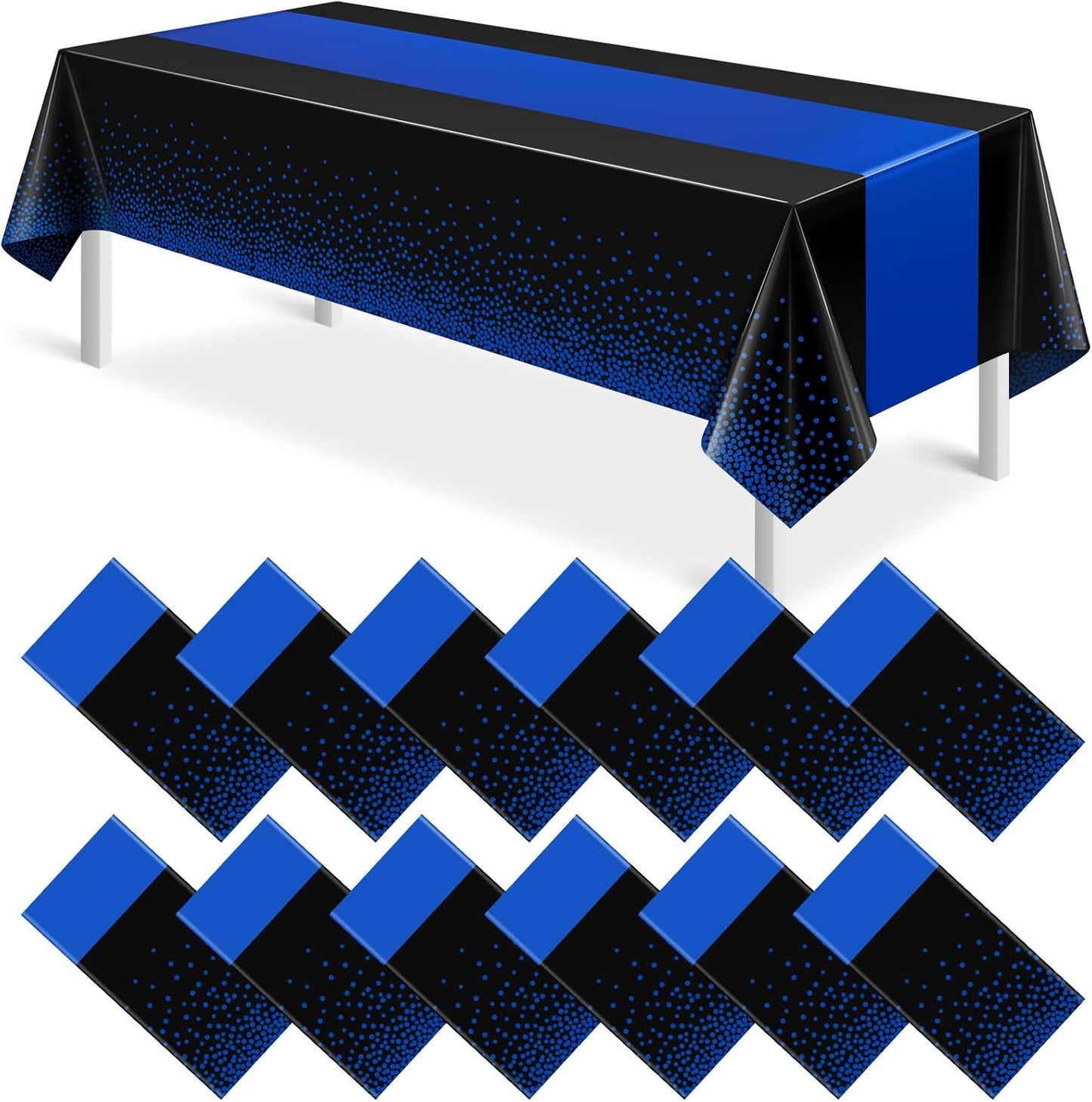 MASHAN 3Pcs Black and Red Tablecloth Party Decorations,Plastic Black Table Cloth Printed Red Table Runner Disposable Rectangle Cover for Birthday Weeding Anniversary Graduation Party,54 x108 Inch