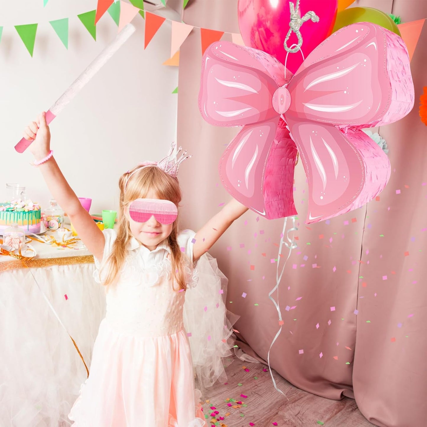 Hooqict Mexican Pinata with Blindfold and Bat Stick Party Pinata for Fiesta Carnival Cinco de Mayo Decorations Kids Adults Mexican Party Games Birthday Party Supplies