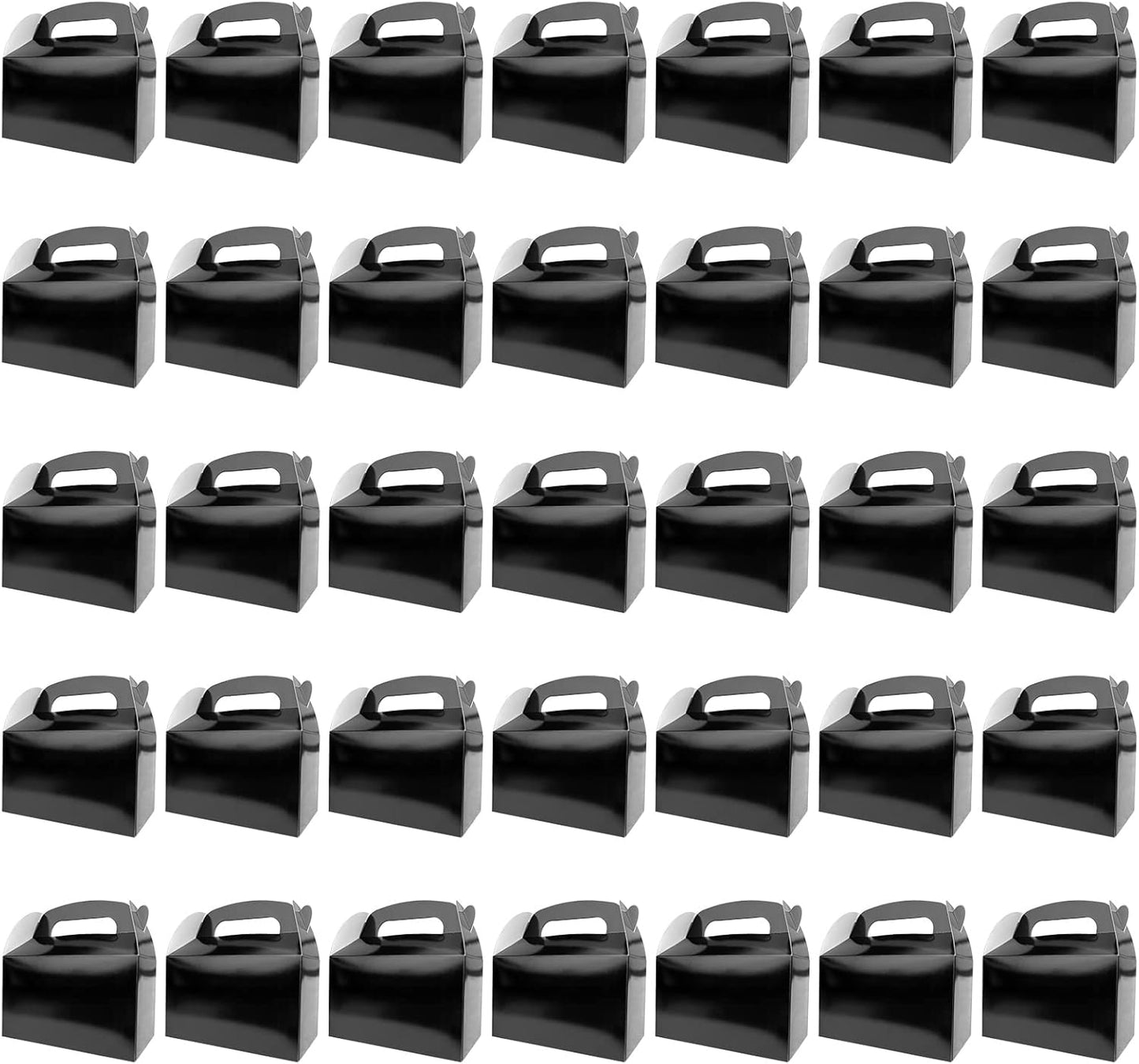 HKLMRO 35 PCS Party Treat Boxes Black Candy Cookies GiftBox DIY Portable Favor Bags Snack Goodie Cardboard Gable Perfect for Kids Birthday Halloween Wedding Baby Shower Easter Supplies Decoration