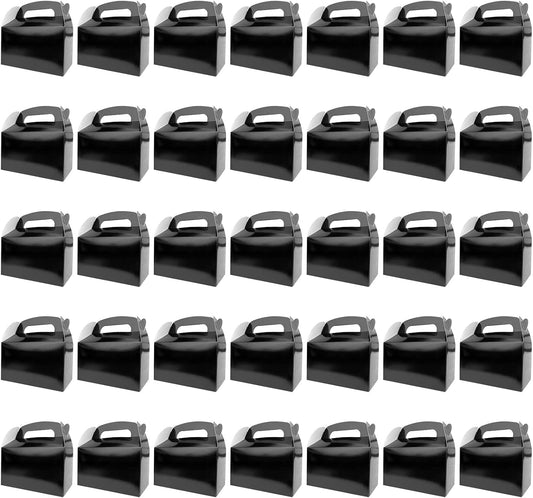 HKLMRO 35 PCS Party Treat Boxes Black Candy Cookies GiftBox DIY Portable Favor Bags Snack Goodie Cardboard Gable Perfect for Kids Birthday Halloween Wedding Baby Shower Easter Supplies Decoration