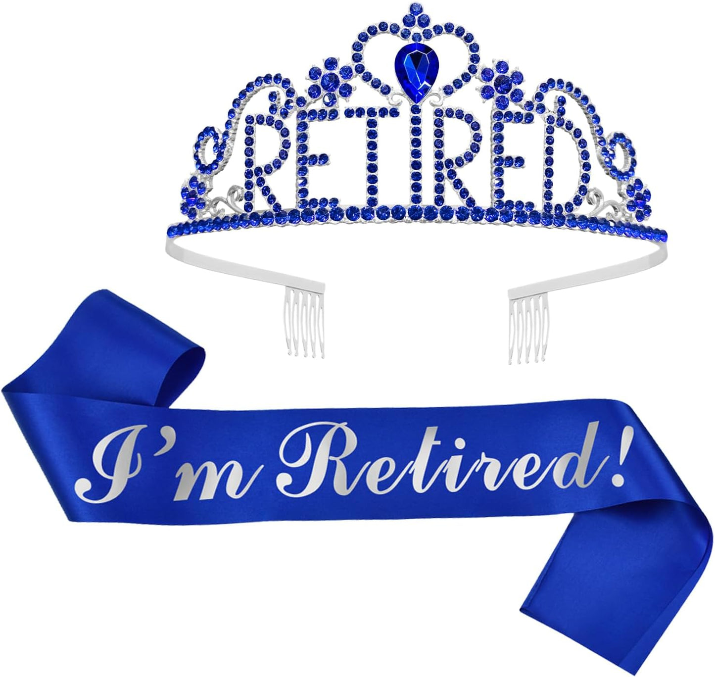 JETKONG Retirement Party Decorations Retired Tiara/Crown, Retired Sash for Women Retirement Gifts, Retirement Party Supplies, Gifts, Favors (Rose Gold)