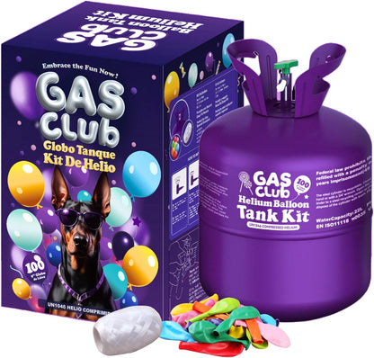 GASCLUB Helium Tank for Balloons At Home, 22L Balloon Kit Up To 100 Latex Balloons, Balloon Pump Kit Includes Latex Balloons and Ribbon, Perfect for Parties and Events