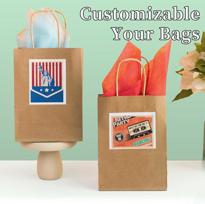 RACETOP 32 Pack Small Paper Gift Bags with Handles, 5.8"×3.2"×8.25" Kraft Paper Party Favor Bags Bulk for Kids Birthday, Baby Shower, Crafts, Wedding, Party Supplies (8 Colors)