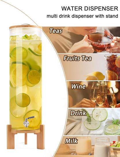 3.6 Gallon Drink dispenser,Glass Water Dispenser with Stand,Glass Beverage Dispenser with Spigot - Large Drink Dispensers for Parties,Bars,Restaurants