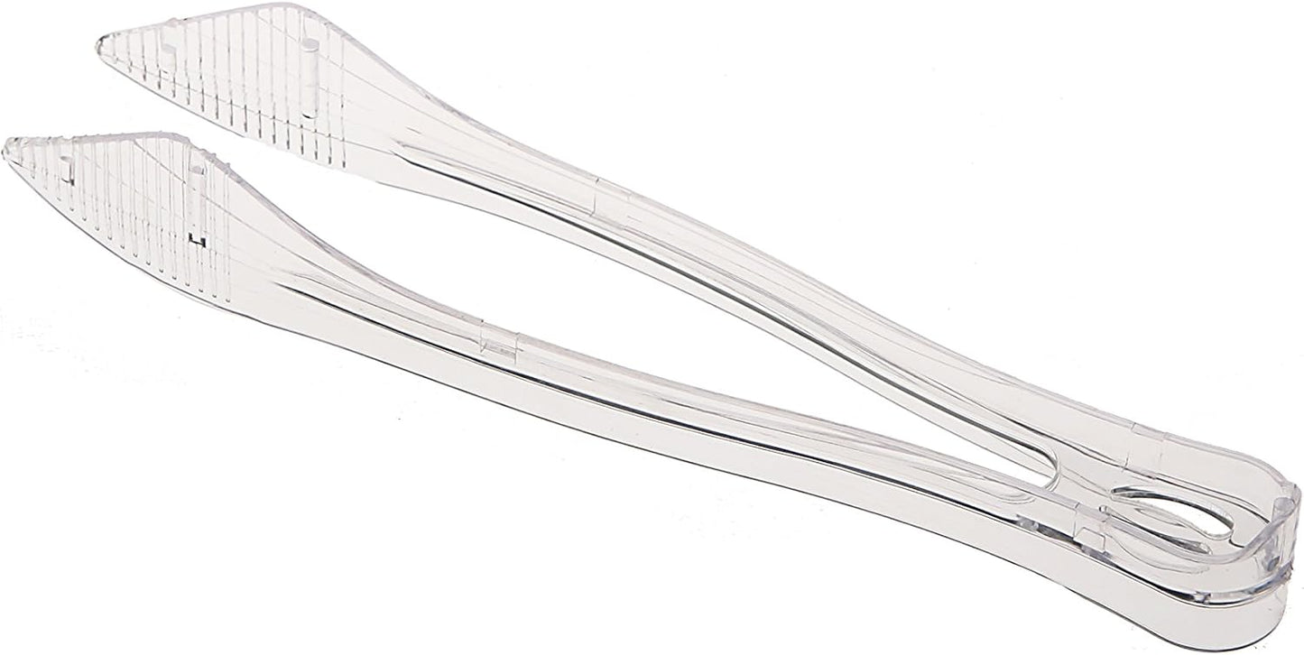 PARTY BARGAINS 8.5″ Clear Plastic Serving Tongs 12-Pack – Heavy-Duty Disposable & Reusable Kitchen Tongs for Parties BBQ Buffet Salad Appetizers Catering