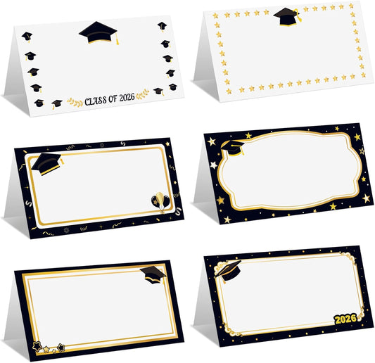 48 Pcs Graduation Place Cards 2026 Graduation Seating Name Tags Placecard Holders Food Label Name Tents for Grad Dinner Party Table Supplies