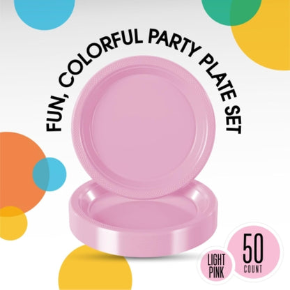 Exquisite Party Solids Red Plastic Plates For Party Supplies 10" Red Disposable Plates Heavy Duty 50 Pcs Plastic Dinnerware Sets Heavy Duty 350 GSM Disposable Dinnerware Set