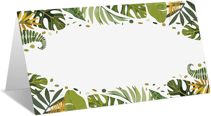 Jungle Tropical Theme Party Pack - 25 Editable Name Place Cards with Easy Folding (B15)