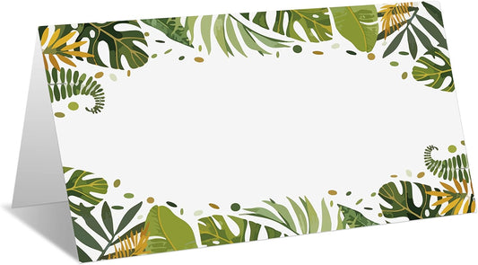 Jungle Tropical Theme Party Pack - 25 Editable Name Place Cards with Easy Folding (B15)