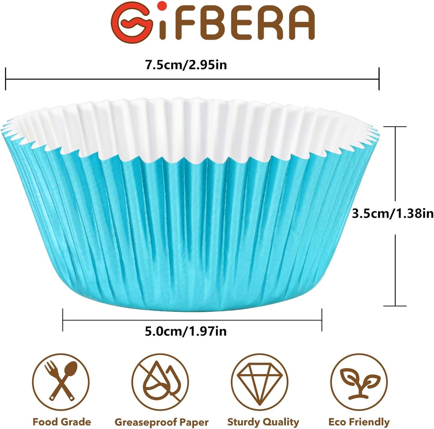 Gifbera White Metallic Foil Cupcake Liners Standard Size Baking Cups, 200-Count