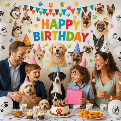 96PCS Dog Party Temporary Tattoos Stickers for Kids – Pre-Cut, Waterproof & Skin-Safe | Cute Puppy Theme 1st 2nd Birthday Supplies, Party Favors, Decorations (Normal)