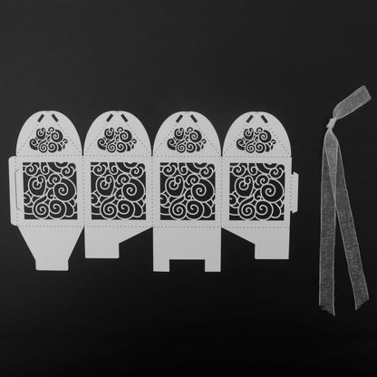 KPOSIYA 100 Pack Wedding Favor Boxes Laser Cut Boxes Party Favor Box Small Gift Boxes Lace Candy Boxes for Wedding Bridal Shower Baby Shower Birthday Party Anniverary with Ribbons (Pink, 100)