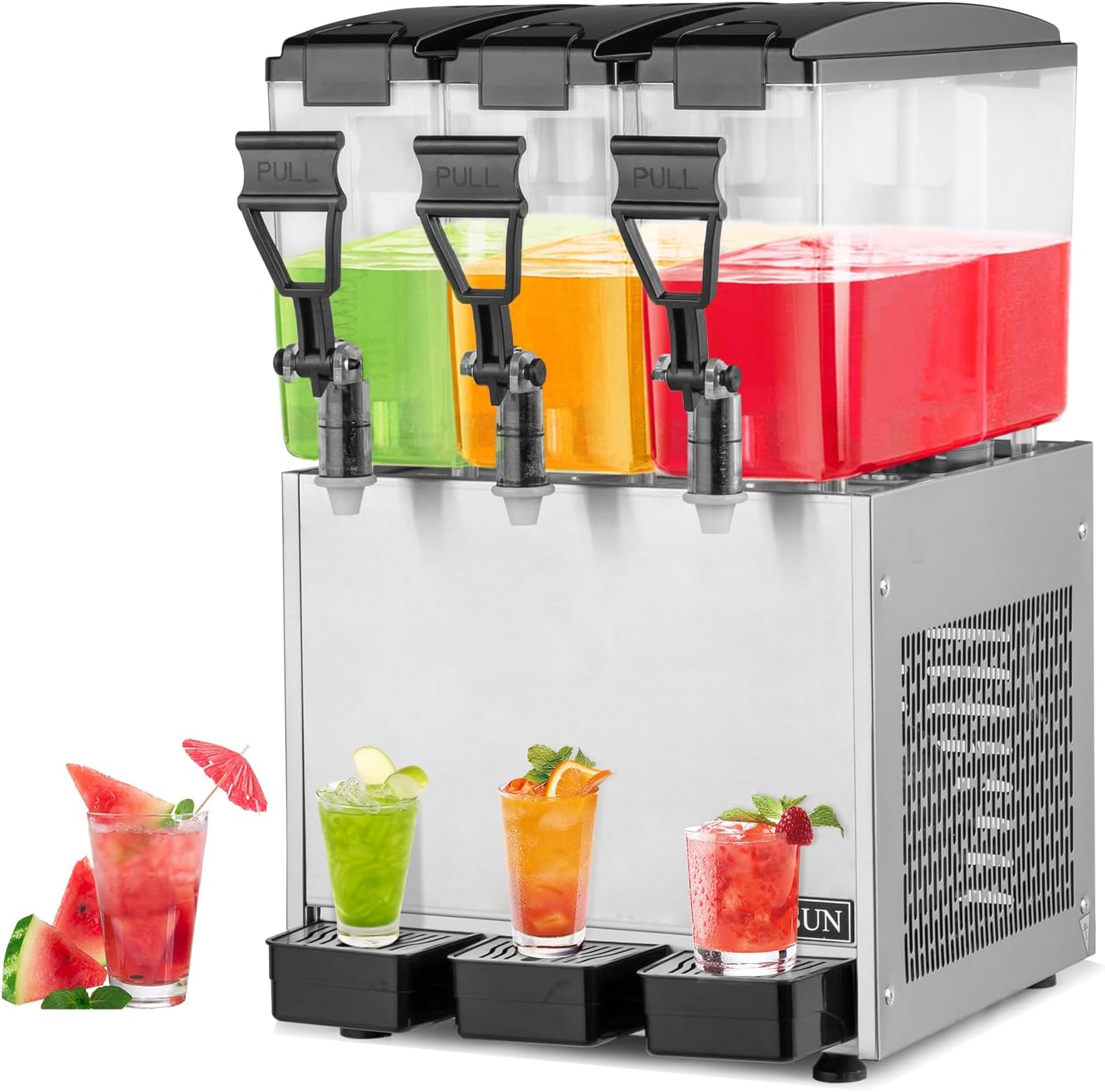 ROVSUN 9.6 Gallon/36L Commercial Beverage Dispenser Drink Dispenser, 18L X 2 Tanks Commercial Juice Dispenser Stainless Steel with Thermostat Controller for Home Restaurant Bar Party 110V/60HZ