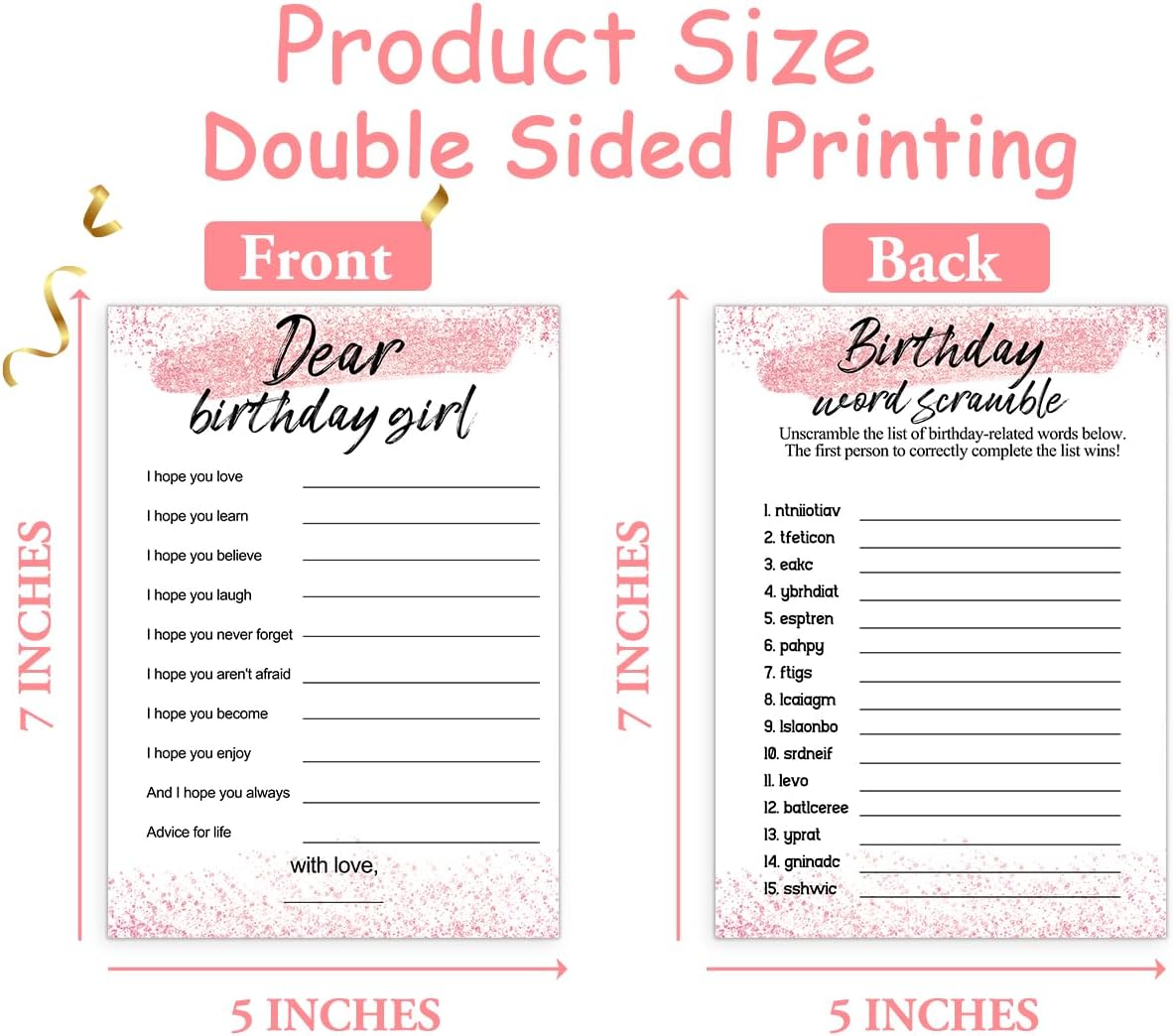 Birthday Party Cards for Girl, Birthday Games Card, Would She Rather Game Cards Set, Birthday Supplies Activity Decorations for Adult Girl, Set of 30 Game Cads