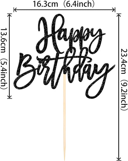 ZHUOWEISM 1 PCS Gold Happy Birthday & Anniversary Cake Topper