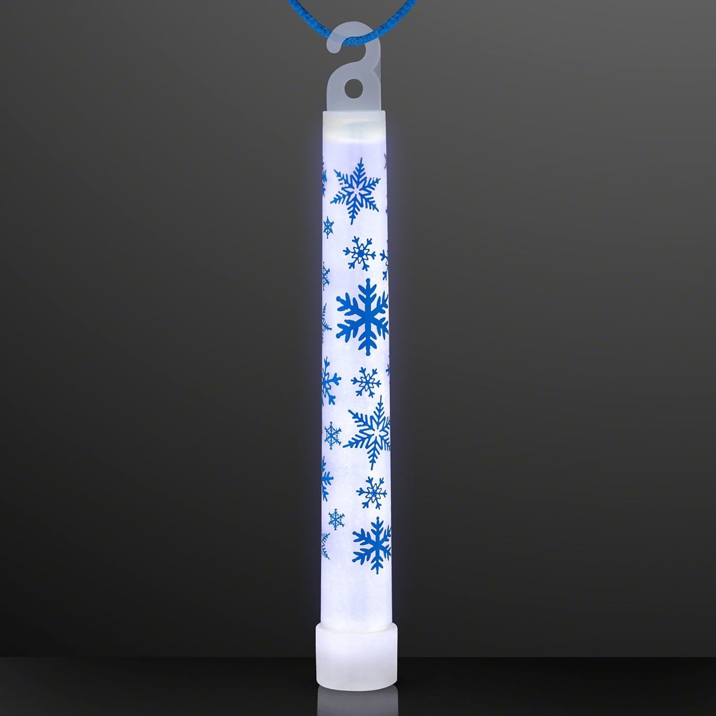 White Christmas Glow Sticks with Blue Frozen Snowflakes Print (Pack of 25)