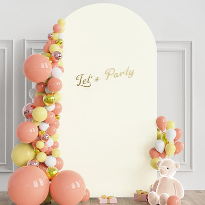 Wokceer 7.2 FT Wedding Arch Backdrop Stand and White Arch Cover, Metal Arch Stand with Arch Stand Cover for Birthday Party Wedding Ceremony Bridal Baby Shower Event Decor
