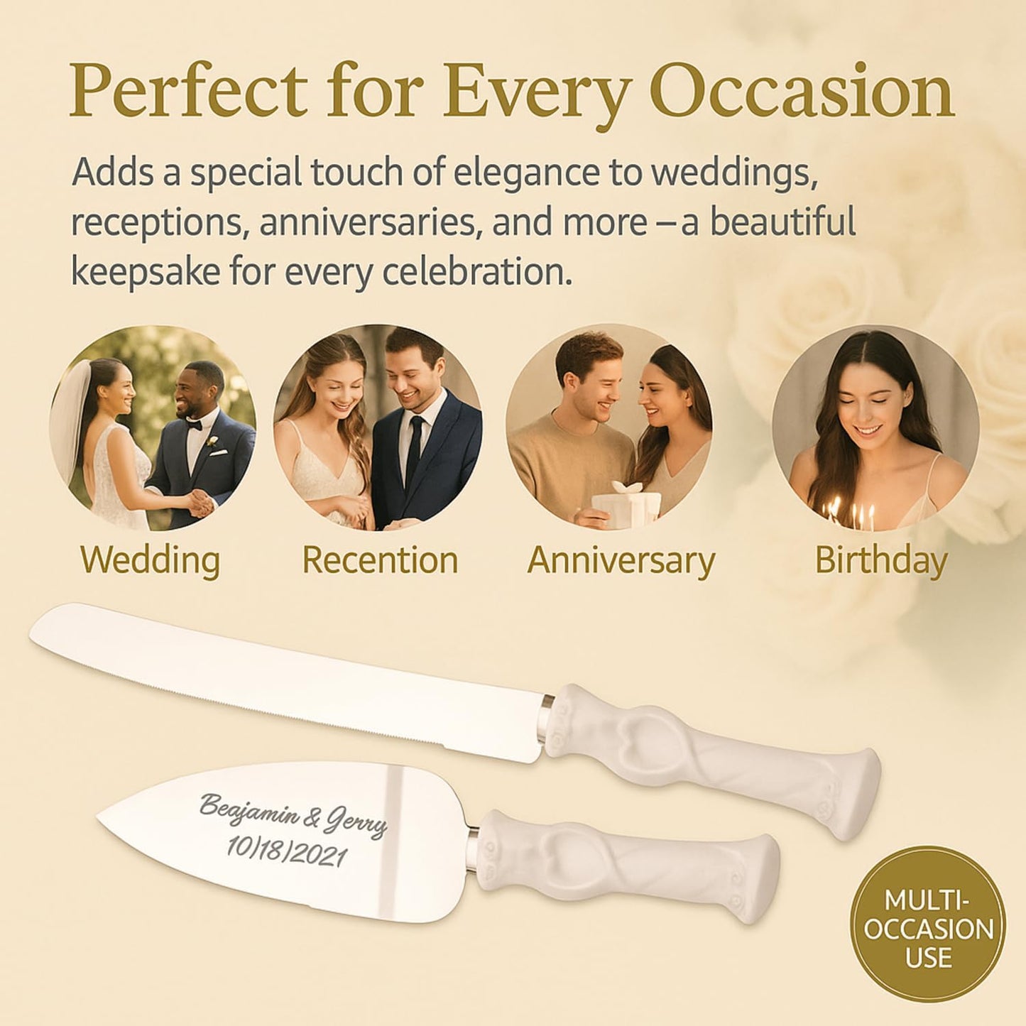 GIFTS INFINITY Personalized Wedding Cake Knife and Server Set with Engraving – Cake Cutting Utensil Set, Keepsake Gift for Wedding, Anniversary, Reception, Birthday & Other Occasions (CH-101WB)