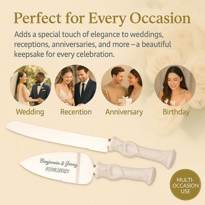 GIFTS INFINITY Personalized Wedding Cake Knife and Server Set with Engraving – Cake Cutting Utensil Set, Keepsake Gift for Wedding, Anniversary, Reception, Birthday & Other Occasions (CH-101WB)