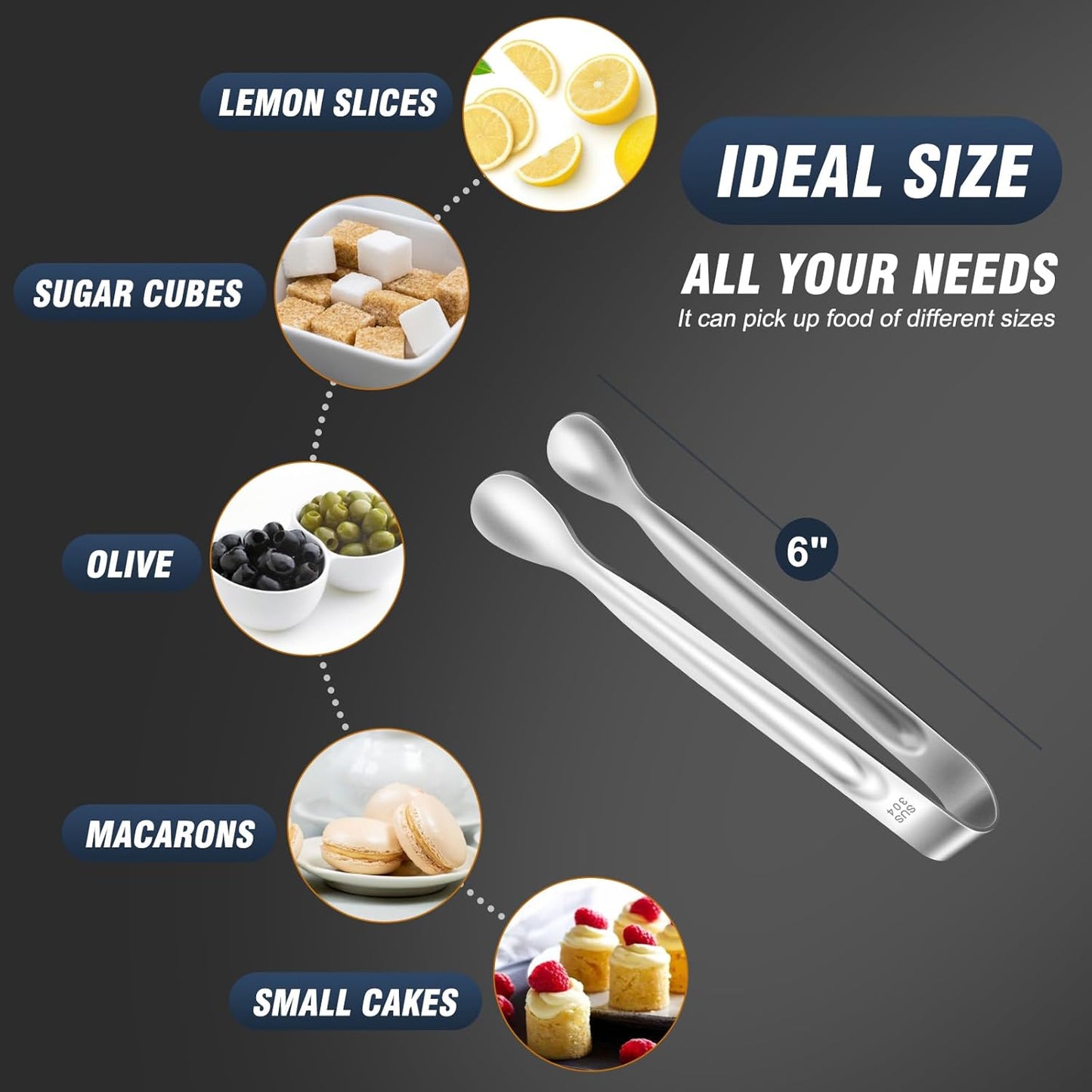 EDDEAS 12 PCS Small Serving Tongs, 4.3" Mini Gold Tongs, Gold Kitchen Tongs for Serving Food, Coffee Bar, Tea Party, Desserts Party and Ice Bucket