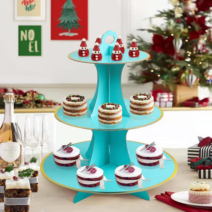 Soleebee 3-Tier Round Cupcake Stand, Cardboard Cupcake Tower, Dessert Cup Cake Stand Tower for Birthday Wedding Party Decoration, Cupcake Tier Stand 1 Set (Hot Pink)