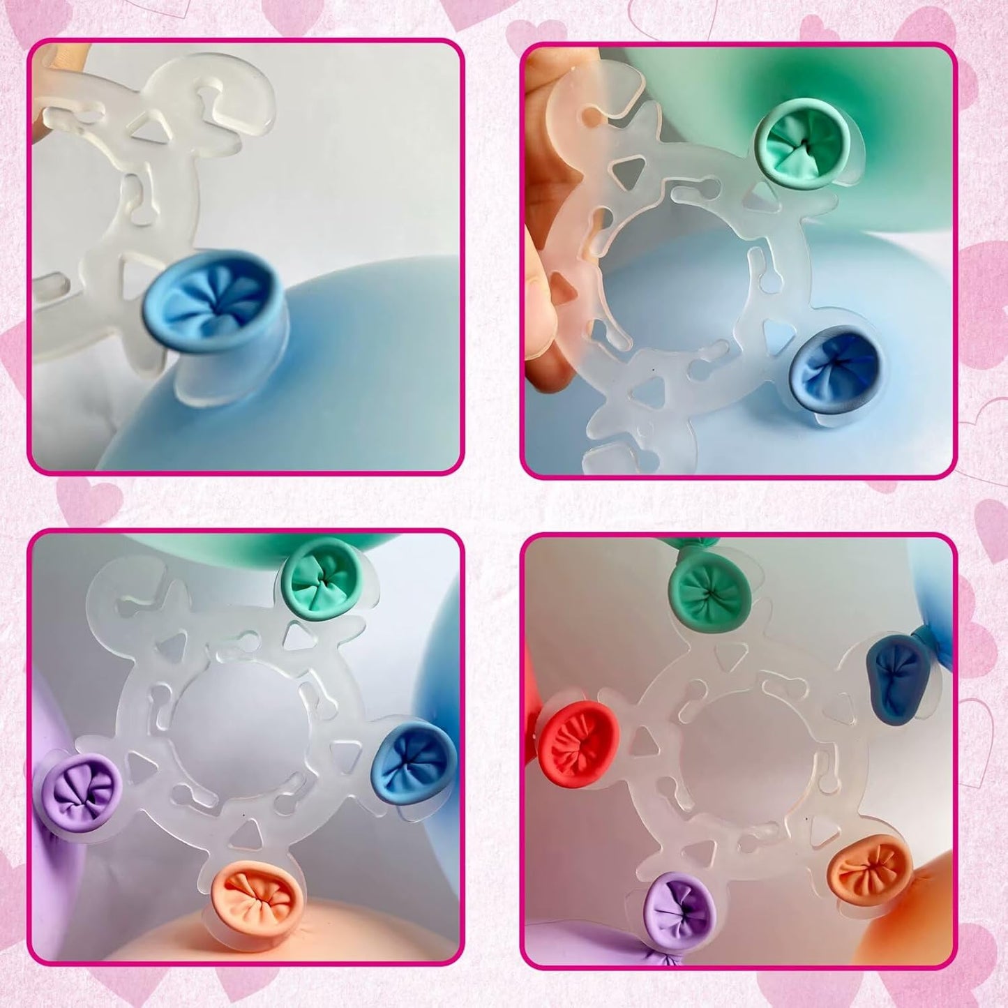 80 Balloon Clips and 100 Dots Glue Points and a Tie, Connector, for wedding, parties, etc. Arch tool